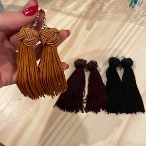 Ann Taylor Factory Tassel Earrings (3 Pair) Gold - Black - Plum